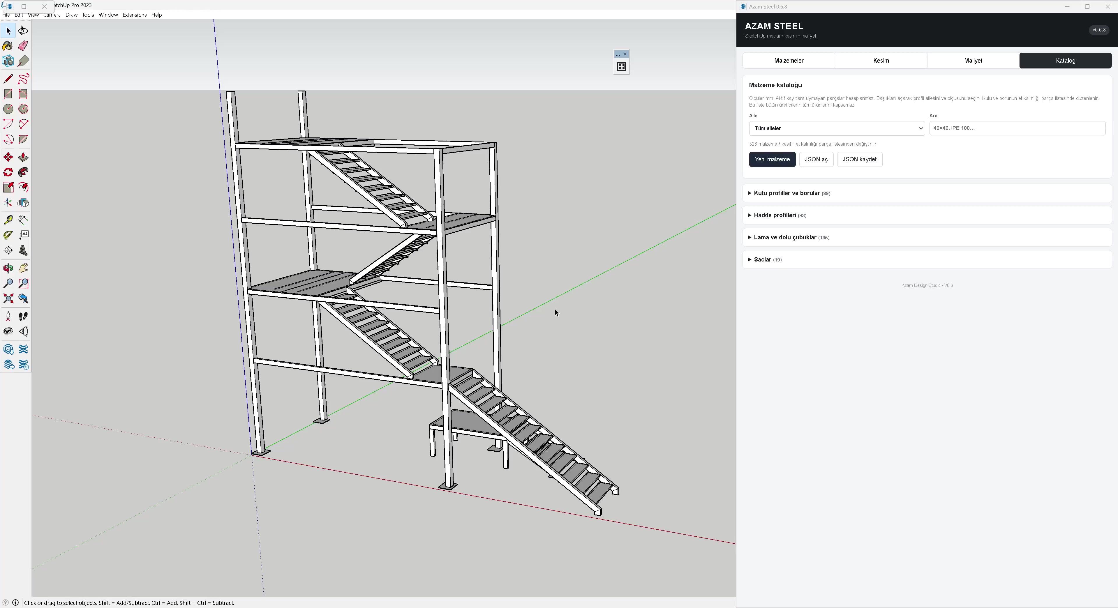 Azam Steel operating beside a real steel model in SketchUp